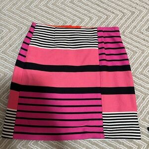 LOFT Pink and Black Striped Mini Skirt